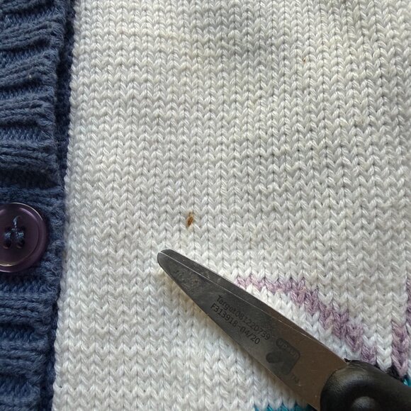 Vintage Talbots Size PS White Cotton Silk Blend Butterfly Ladybug Knit Cardigan - Picture 12 of 16